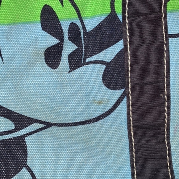 Disney Parks Authentic Original Mickey Mouse Large Canvas Tote Bag Blue & Green - Picture 3 of 13